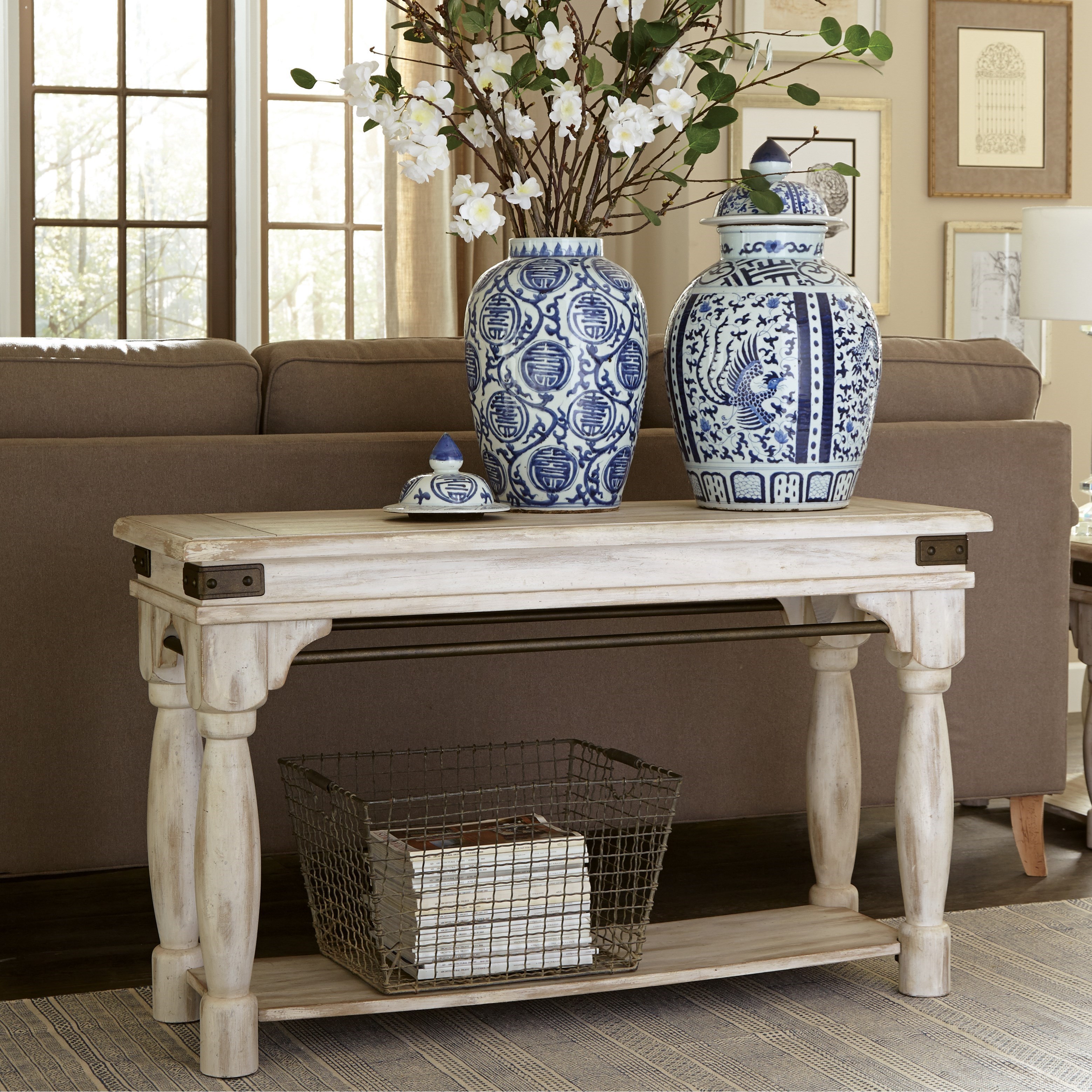 Regan solid outlet wood console table